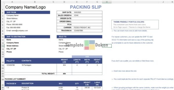 Packing Slip For Pallet